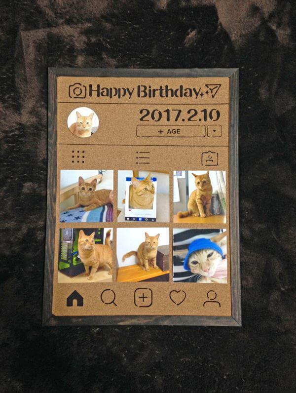 100均 テンプレ付 インスタ風コルクボードを誕生日仕様で手作りした件