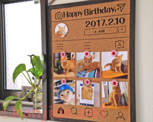 100均 テンプレ付 インスタ風コルクボードを誕生日仕様で手作りした件