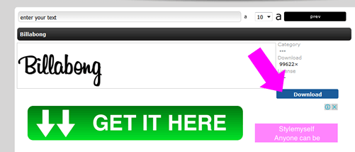 billabongフォントダウンロード
